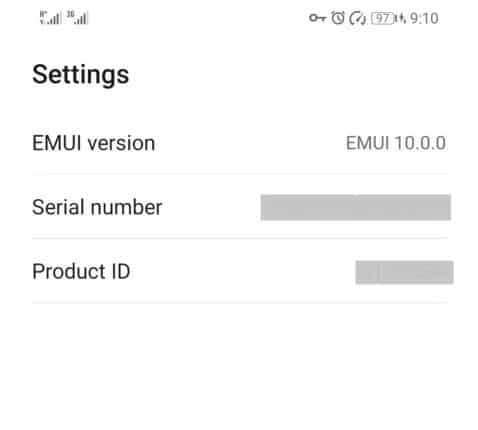 نمایش شماره سریال و شماره ساخت و نسخه emui