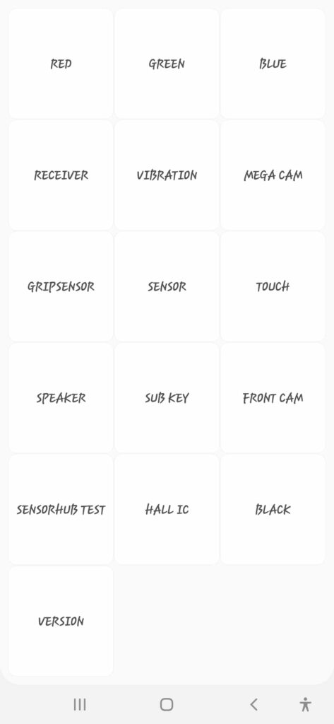 main menu of testing samsung mobile phone