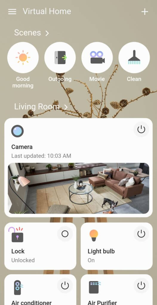 منوی خانه مجازی اپلیکیشن smart things